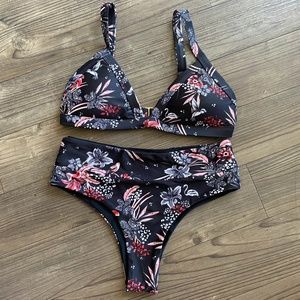 Kulani Kinis Padded Triangle Bikini Top & High Waist Cheeky Bikini Bottom